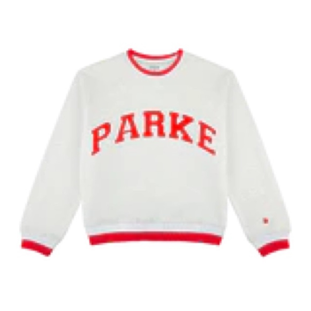 Parke NYC vintage varsity gray sweatshirt with red accents in size S/M